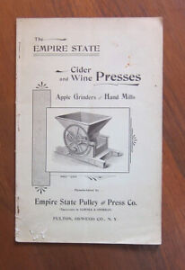1897 Cider Wine Presses Catalog Empire State Pulley Press Co Fulton New York