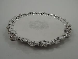 George Ii Salver Antique Georgian Shell Tray English Sterling Silver Rugg 1755
