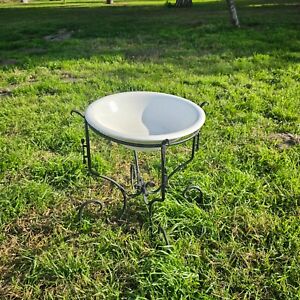 The Standard Pottery Co Ironstone China Bowl With Wrought Iron Stand Bird Bath