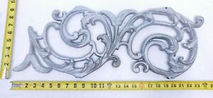 Vintage Pediment Cast Aluminum Scroll Curve Spiral Wall Decor Art Panel 24x9 Si