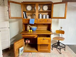 Antique Hoosier Cabinet With Cylinder Top Kitchen Hoosier Cabinet