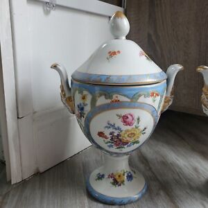 Vintage Royal Europe Porcelain Floral Urn Vase Ginger Jar With Lid