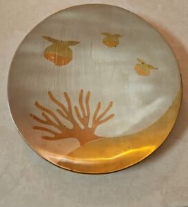 Metales Casados Copper Brass Modernist Footed Tray Under The Sea Theme Mexico