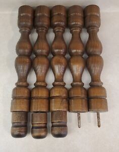 Vintage Wood Turned Spindles Furniture Chair Table Legs Railing Lot Of 5