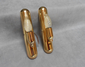 Pair French Vintage Brass Wall Light Sconces Fixtures