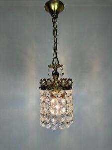 Antique Vintage Brass Crystals Chandelier Lighting Ceiling Lamp Light Fixture