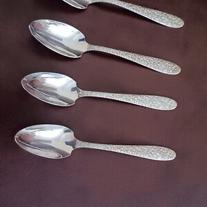 National Silver Co Espresso Spoon Set Of 4 Euc L K Silver Plated Narcissus Rare