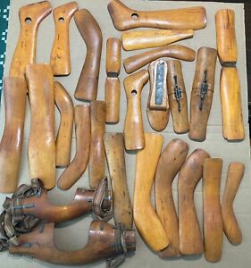 25 Antique Civil War Era Wood Doctors Leg Brace Field Splint Amputee Stamped Lot