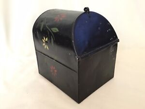 Early Antique Hinged Lid Tole Ware Tin General Store Bin Pantry Storage Box