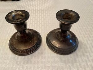 Vintage Pair Of Sterling Silver Columbia Weighted Candlestick Holders