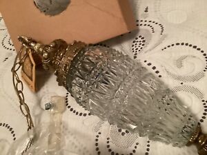 Antique Vintage Crystal Antique Gold Chandelier Hanging Light New Old Stock