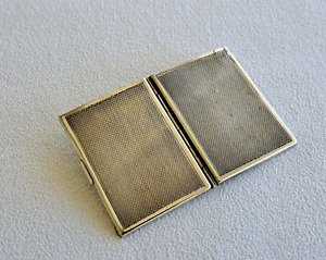 Vintage St Silver Guilloche Double Photo Frame Art Deco Travel Portable Marked