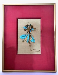 1900 S Chinese Framed Solid Silver Kingfisher Feather Hair Hat Pin Butterfly