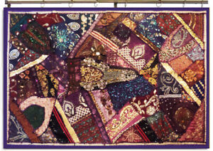 60 Ethnic Indian Art D Cor Vintage Sari Zari Lace Moti Wall Hanging Tapestry