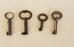 4 Small Antique Hollow Barrel Skeleton Keys Trunk Cabinet Lap Desk Lot1