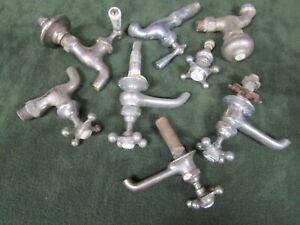 Lot Of 8 Old Nickel Plated Faucets
