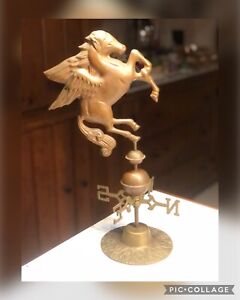 Vintage Copper Brass Horse Weathervane Directional N E S W Pegasus Garden