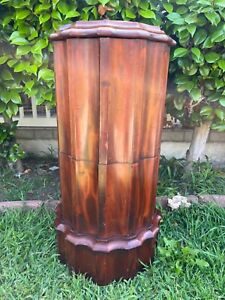 An Antique 1800 Cylindrical Wooden Cabinet With Marble Top