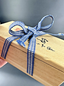 Vtg Japanese Wooden Storage Box Paulownia Box W Lid String Ties Asian 5x3 