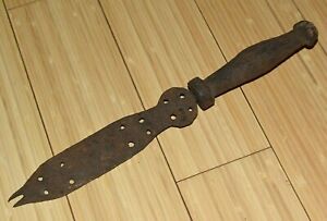 Antique Kuba Tribal Peoples Hand Forged Iron Wood Knife Dagger Congo Africa