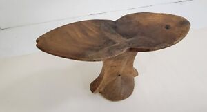 Vintage Primitive African Headrest Wooden With Brass Strap Art Turkana