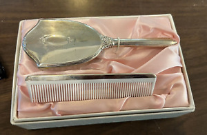 Vintage Boxed Sterling Silver Comb Brush Set No Monogram Mb Never Used
