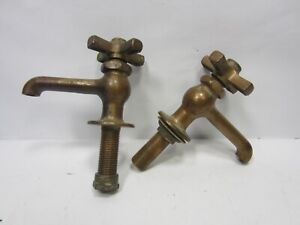 Vintage Federal Huber Co Brass Rest Area Or Park Style Spring Loaded Faucets
