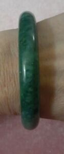 Vintage Estate Spinach Jade Jadeite Gemstone Bangle Bracelet Size Small 6 5