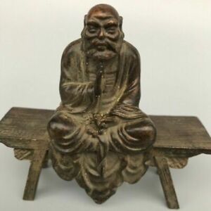 Blessing Old Chinese Bronze Copper Handmade Dharma Buddha Statue