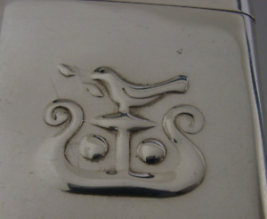 Beautiful English Art Nouveau Style Sterling Silver Bird Card Case 1989
