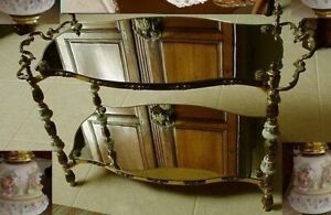 Dresden 2 Tier Breathtaking Table W Brass Handles Intricate Coffee Accent Table
