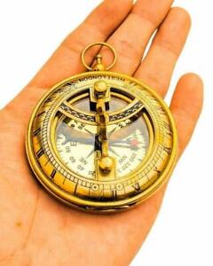 Nautical Brass Working Sundial Compass Victorian Push Open Compass Gift Item