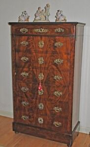 Crotch Mahogany Marble Top Faux Chest Cabinet Wood Drying Cracks And Abrasion