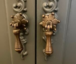 Victorian Teardrop Drawer Pulls Knobs Vintage Brass Cabinet Door Hardware Lot 2