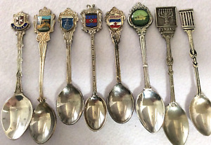 8 Silver Collectible Spoons Israel St Barts Malta Yugoslavia Opatija Lanzarote