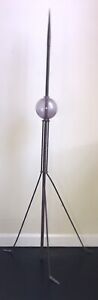 Antique Copper Lightning Rod W Purple 5 Glass Ball 58 Tall Early 20th Cent 