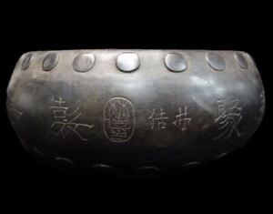 Very Thick Old Chinese Hand Carving Round Ink Stone With Ink Stick Mark
