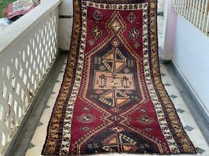 Vintage Turkish Rug Tribal Handmade Antique Wool Farmhouse Carpet 3 X 8 Ft
