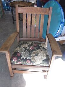 The Works Of L J G Stickley Solid Oak Signed Rocking Chair