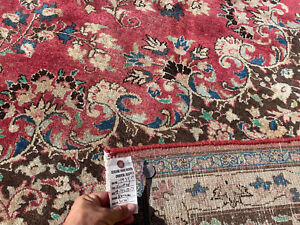 9x12 Vintage Red Oriental Rug Hand Knotted Wool Antique Brown Handmade 10x13 Ft