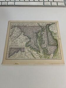 Rand Mcnally Co Antique 1901 Map Of Maryland Delaware 7x6