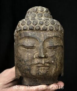 4 8 Old Chinese Stone Carved Buddhism Shakyamuni Amitabha Buddha Head Statue