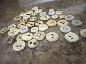 39 Antique Vtg 2 4 Hole Lot China Bone Underwear Buttons Assorted Style Lot