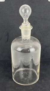 Vintage Drugstore Apothecary Bottle Jar W Hand Blown Bubble Glass Stopper 6 5 