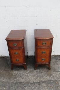 Tall Narrow Mahogany Nightstands End Side Bedside Tables A Pair 5342