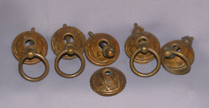 Lot Of 6 Vintage Brass Metal Ring Pulls 4 Complete 2 Parts Salvaged