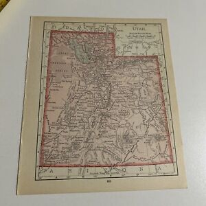 Rand Mcnally Co Antique 1899 Map Of Utah 7x6