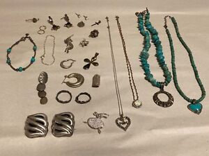 925 Sterling Silver Scrap Lot Jewelry Junk Drawer Sterling Metal Turquoise