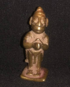 Antique Traditional Indian Bronze Statue God Hanuman Bajrang Bali Miniature Rare