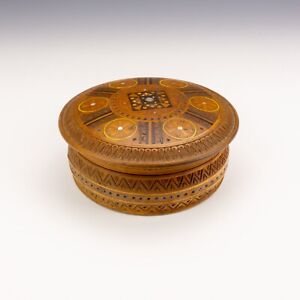 Antique Middle Eastern Inlaid Wooden Covered Box